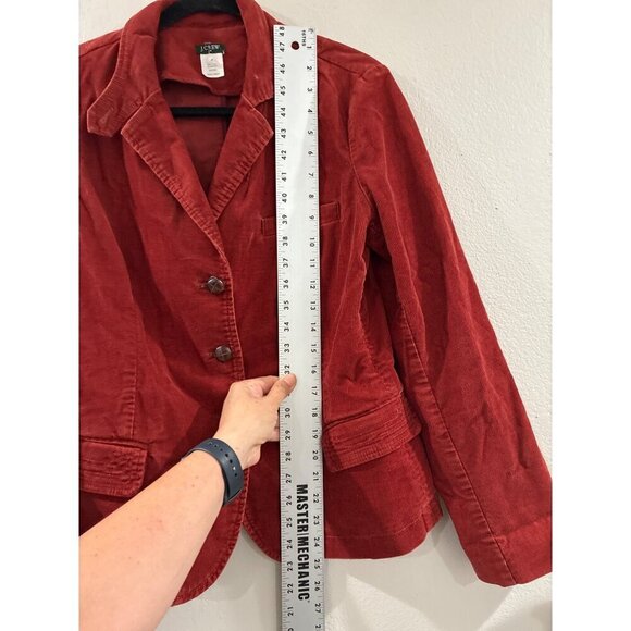 J Crew Burnt Orange Cotton Corduroy Leather Buttons Blazer Women's - Picture 7 of 13